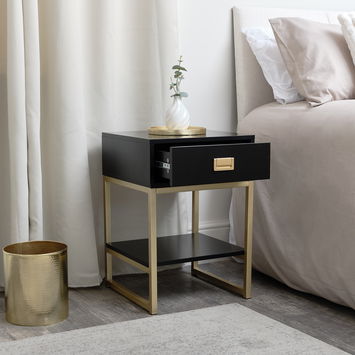 One Drawer Bedside Table - Elle Black Range