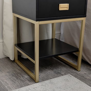 One Drawer Bedside Table - Elle Black Range