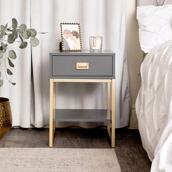 One Drawer Bedside Table - Elle Slate Range