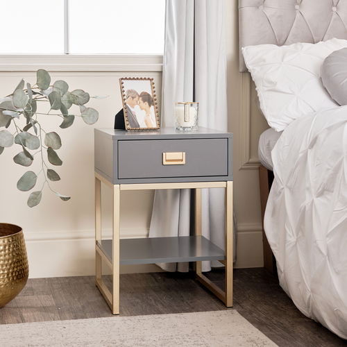 One Drawer Bedside Table - Elle Slate Range