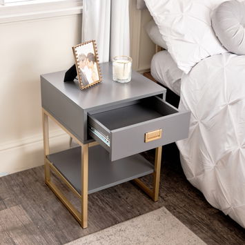 One Drawer Bedside Table - Elle Slate Range