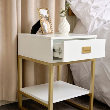 One Drawer Bedside Table - Elle White Range