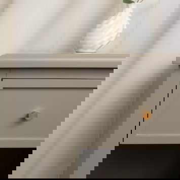 One Drawer Scalloped Bedside Table - Staunton Taupe Range