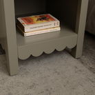 One Drawer Scalloped Bedside Table - Staunton Taupe Range