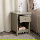 One Drawer Scalloped Bedside Table - Staunton Taupe Range