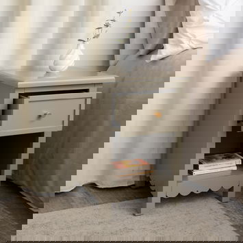 One Drawer Scalloped Bedside Table - Staunton Taupe Range