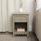 One Drawer Scalloped Bedside Table - Staunton Taupe Range