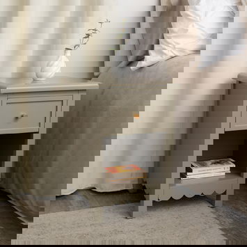 One Drawer Scalloped Bedside Table - Staunton Taupe Range