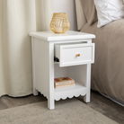 One Drawer Scalloped Bedside Table - Staunton White Range
