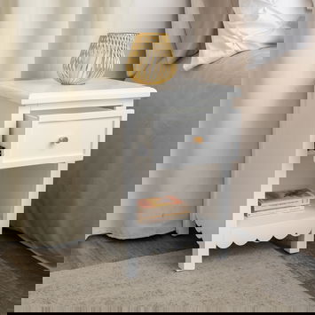 One Drawer Scalloped Bedside Table - Staunton White Range