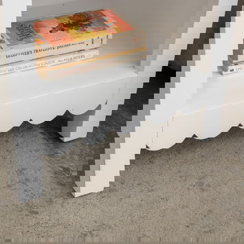 One Drawer Scalloped Bedside Table - Staunton White Range