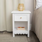 One Drawer Scalloped Bedside Table - Staunton White Range