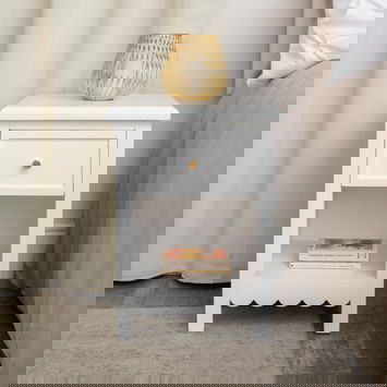 One Drawer Scalloped Bedside Table - Staunton White Range