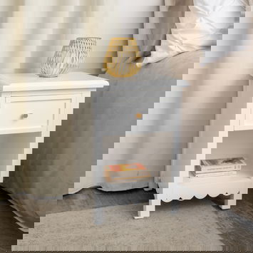 One Drawer Scalloped Bedside Table - Staunton White Range