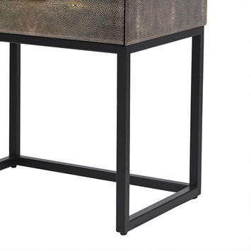 One Drawer Shagreen & Glass Bedside Table