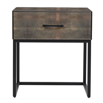 One Drawer Shagreen & Glass Bedside Table