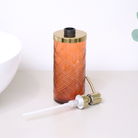 Orange Rust Patterned Soap Dispenser with Gold Rim