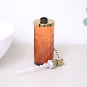 Orange Rust Patterned Soap Dispenser with Gold Rim  