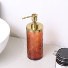 Orange Rust Patterned Soap Dispenser with Gold Rim