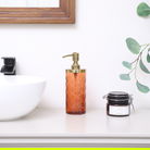 Orange Rust Patterned Soap Dispenser with Gold Rim