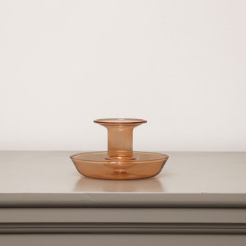 Orange/Rust Glass Round Candlestick Holder 