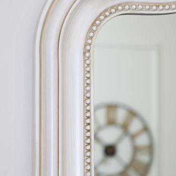 Ornate Arched Antiqued Ivory Wall Mirror 80cm x 100cm