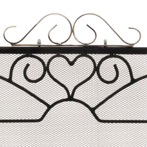 Ornate Black Mesh Fire Screen