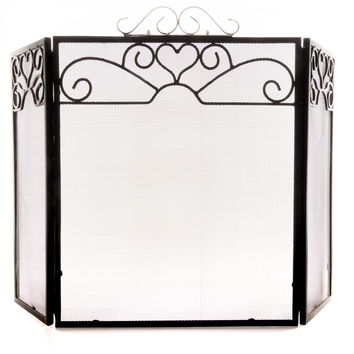 Ornate Black Mesh Fire Screen