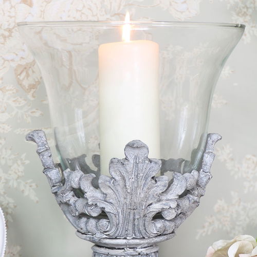 Ornate Candle Holder with Glass