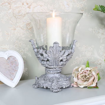 Ornate Candle Holder with Glass