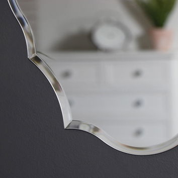 Ornate Frameless Bevelled Wall Mirror