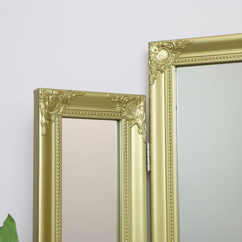 Ornate Gold Triple Dressing Table Mirror 55cm x 74cm 