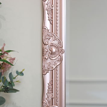 Ornate Rose Gold Pink Wall Mirror with Bevelled Glass