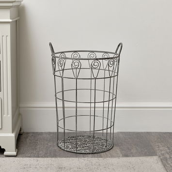 Ornate Rustic Grey Laundry Storage Basket - 55cm