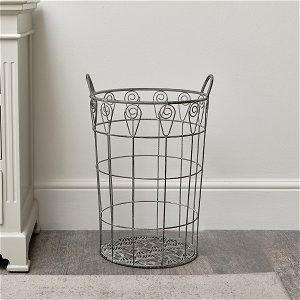 Ornate Rustic Grey Laundry Storage Basket - 55cm