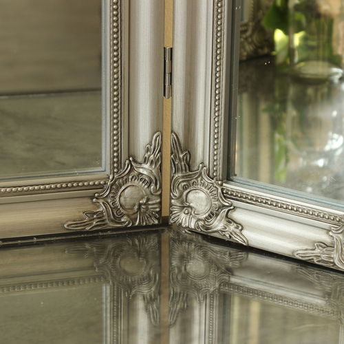 Ornate Silver Dressing Table Triple Mirror