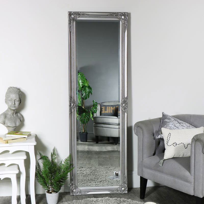 Ornate Silver Full Length leaner /wall Mirror 168cm x 54cm