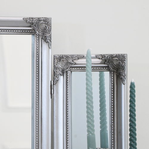 Ornate Vintage Silver Triple Dressing Table Mirror 55cm x 74cm 