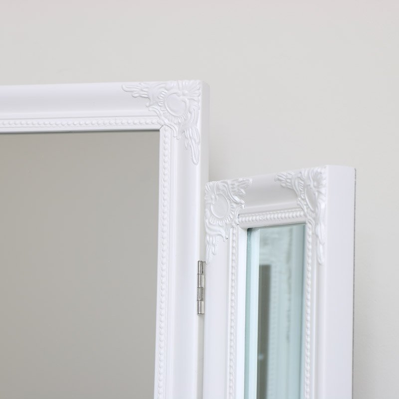 Ornate White Vintage Triple Dressing Table Mirror 55cm x 74cm 