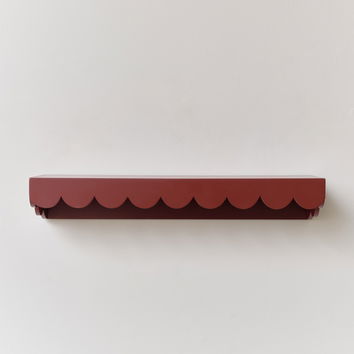 Oxblood Dark Red Scalloped Wall Storage Shelf - 61cm