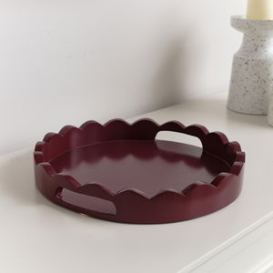 Oxblood Red Round Scalloped Tray 30cm