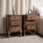 Pair Of 2 Dark Wood 3 Drawer Bedside Table - Willoughby Range