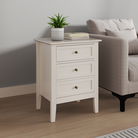 Pair of 3 Drawer Bedside Table - Rowley Pale Cream Range