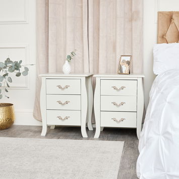 Pair of 3 Drawer Bedside Tables - Elizabeth Ivory Range