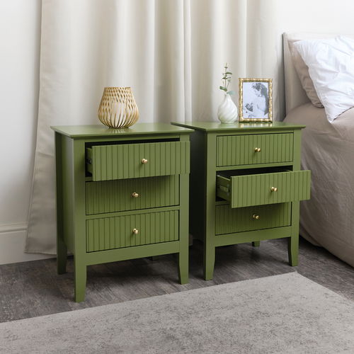 Pair of 3 Drawer Bedside Tables - Hales Green Range