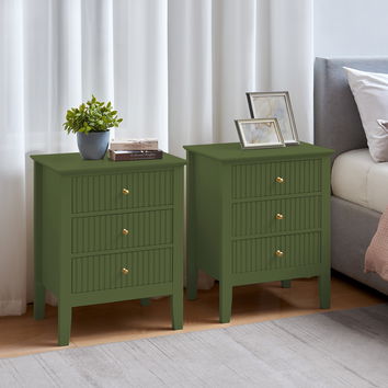 Pair of 3 Drawer Bedside Tables - Hales Green Range