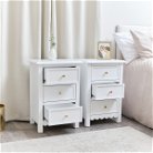 Pair of 3 Drawer Scallop Bedside Tables - Staunton White Range