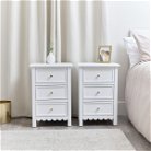 Pair of 3 Drawer Scallop Bedside Tables - Staunton White Range