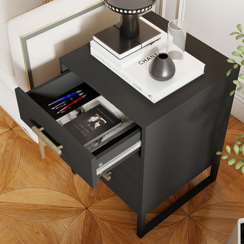 Pair of Black 3 Drawer Bedsides - Luna Black Range