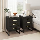Pair of Black 3 Drawer Bedsides - Luna Black Range